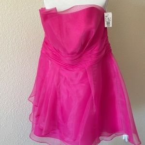 New David's Bridal Dresses Hott Pink Mini dress Sz 20 with mix media sash